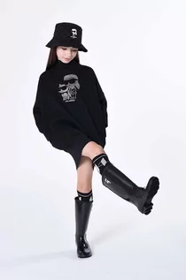 Buty dla dziewczynek - Karl Lagerfeld kalosze dziecięce kolor czarny - grafika 1