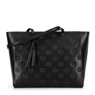 Damska shopperka ze skóry w sygnaturę czarno - srebrna - Torebki damskie Damska shopperka ze skóry w sygnaturę czarno - srebrna - Torebki damskie - miniaturka - grafika 1