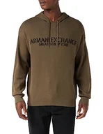 Bluzy męskie - Armani Exchange Męska bluza z kapturem z bawełny, swobodny krój, Crocodile, XL - miniaturka - grafika 1