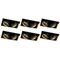 Oprawy, klosze i abażury - QAZQA Zestaw 6 reflektorów wpuszczanych czarnych GU10 AR111 bez wykończenia 2-punktowe - Oneon - miniaturka - grafika 1