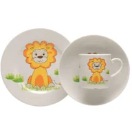 Miski i półmiski - Zestaw porcelany dla dzieci 3 elementy: talerz + miska + kubek Lubiana Lew - miniaturka - grafika 1
