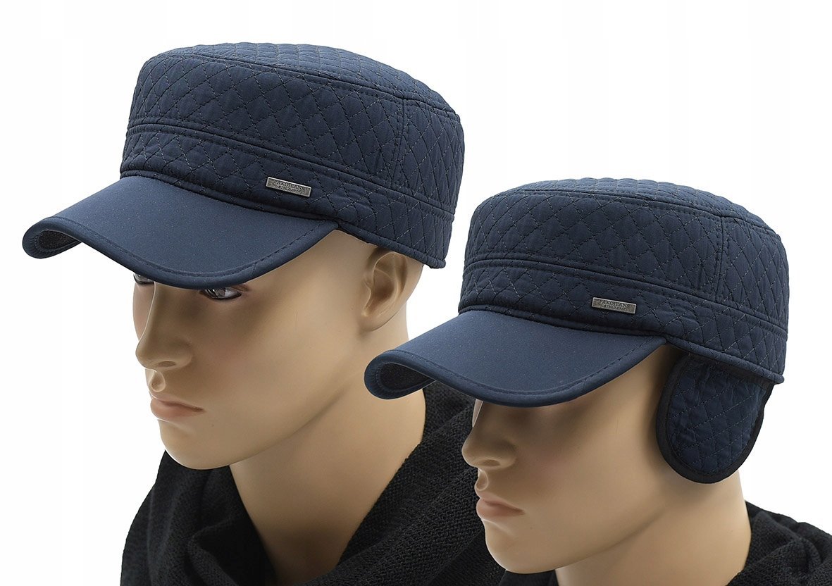 Czapka z daszkiem PATROLÓWKA z nausznikami GRANATOWA wodoodporna Pako Jeans