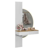 Toaletki - Vicco Stół toaletowy Melina, Biały/dąb, 100 cm z lusterkiem LED - miniaturka - grafika 1