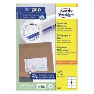 Avery Zweckform Etykiety Uniwersalne 105x70 mm Białe 800 szt. Zweckform 3426 - Etykiety do drukarek - miniaturka - grafika 1