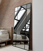 Lustra - Lustro ze szprosami 160x80 cm LOFT wiszące stojące czarne pionowe poziome - miniaturka - grafika 1