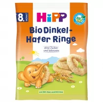 Hipp Kółeczka orkiszowo-owsiane od 8. miesiąca 30 g Bio - Przekąski dla dzieci - miniaturka - grafika 1
