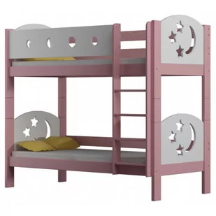 Różowe piętrowe łóżko dziecięce z drewna - Mimi 3X 190x90 cm - Łóżka dla dzieci i młodzieży - miniaturka - grafika 1