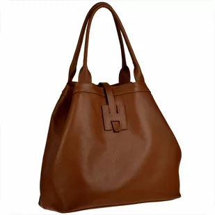 Duża torebka shopper brązowa pojemna skórzana xl - Genuine Leather - Torebki damskie - miniaturka - grafika 1