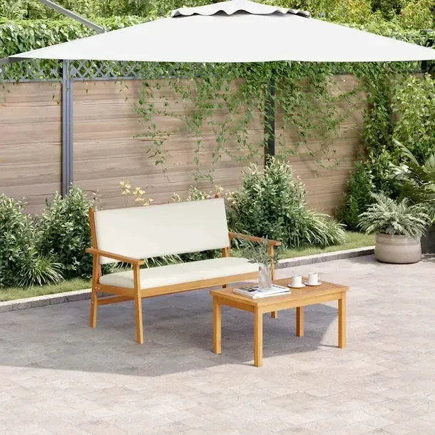 Zestaw Mebli Ogrodowych z Drewna Akacjowego, Kremowy, 120x65.5x79 cm