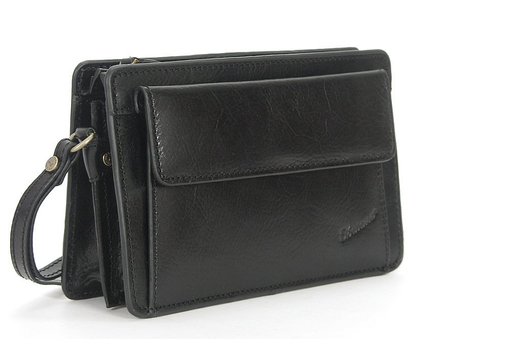 Saszetka skórzana KATANA w kolorze czarnym z wieloma kieszeniami