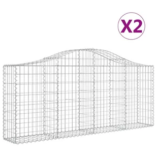 VIDAXL Kosze gabionowe, 2 szt, 200x30x80/100 cm, galwanizowane żelazo - Ogrodzenia - miniaturka - grafika 3
