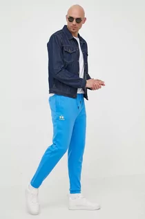 Spodnie męskie - La Martina spodnie dresowe kolor niebieski gładkie - grafika 1
