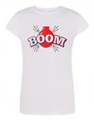 Koszulki i topy damskie - T-Shirt damski kolorowy nadruk BOOM r.L - miniaturka - grafika 1