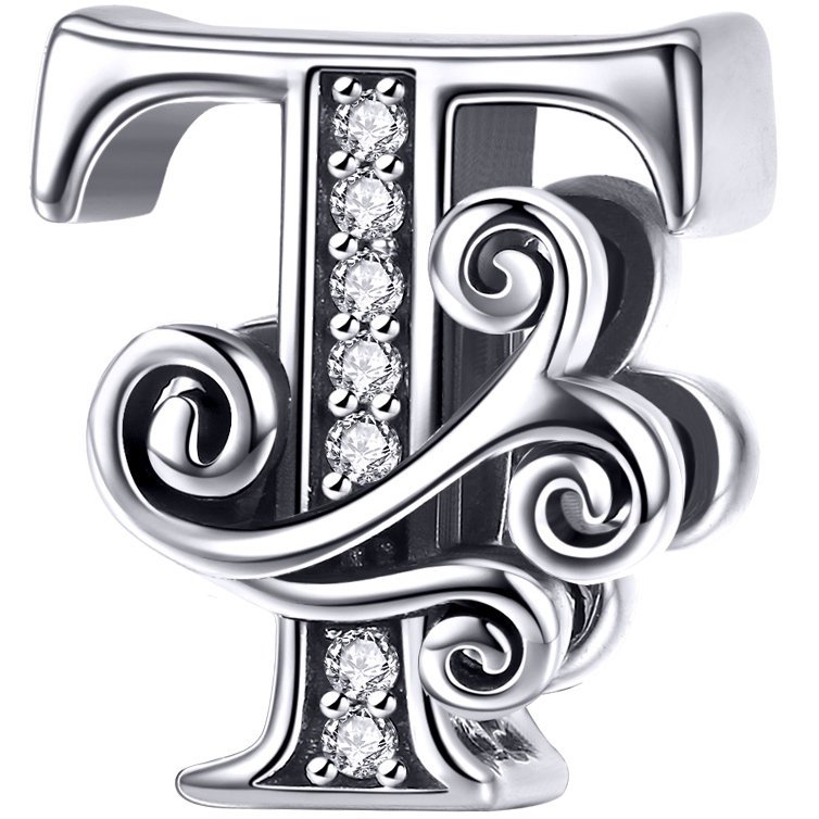 CHARMS Literka T srebro zawieszka wisiorek