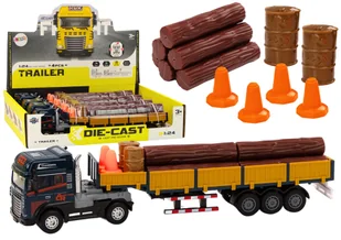Ciężarówka Z Drewnem Niebieska Tir Przyczepa 1:24 Bale Dźwięki Światła - Samochody i pojazdy dla dzieci - miniaturka - grafika 1