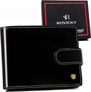 Rovicky Skórzany portfel męski z systemem RFID od Rovicky NoSize - Portfele - miniaturka - grafika 1