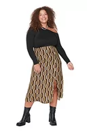 Spódnice - Trendyol Damska damska spódnica midi z rozcięciem w kształcie litery A, tkana spódnica w rozmiarze plus, brązowa, 48, Brązowy - miniaturka - grafika 1