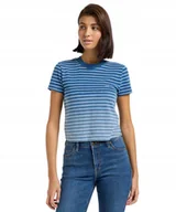 Koszulki i topy damskie - T-shirt Lee CROPPED TEE 112363477 Ombre Indigo Stripe S - miniaturka - grafika 1