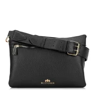 Torebki damskie - Torebka crossbody ze skóry trójkomorowa czarna - miniaturka - grafika 1
