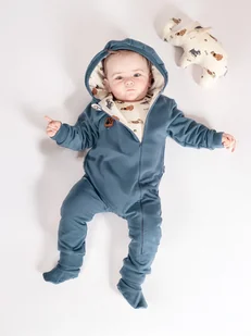 Chłopięcy pajac dresowy z podszewką niebieski Nicol,r.86 - Pajacyki dla niemowląt - miniaturka - grafika 1