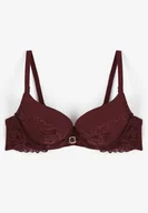 Biustonosze - Ciemnofioletowy Biustonosz Push Up z Koronkowymi Detalami Mailese - miniaturka - grafika 1