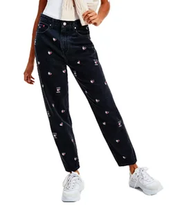 Jeansy TOMMY JEANS wysoki stan mom fit naszywki logo DW0DW10311 34/34 - Spodnie damskie - miniaturka - grafika 1