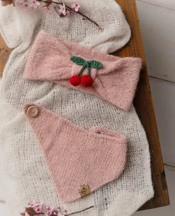 Komplet chustka + opaska różowa - Czapki dla dzieci - miniaturka - grafika 1