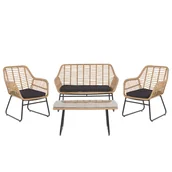 Meble ogrodowe - Beliani Zestaw ogrodowy rattanowy 4-osobowy czarny MINORI - miniaturka - grafika 1