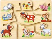 Zabawki interaktywne dla dzieci - BINO Przesuwanka Dopasuj zwierzęta Farma - miniaturka - grafika 1