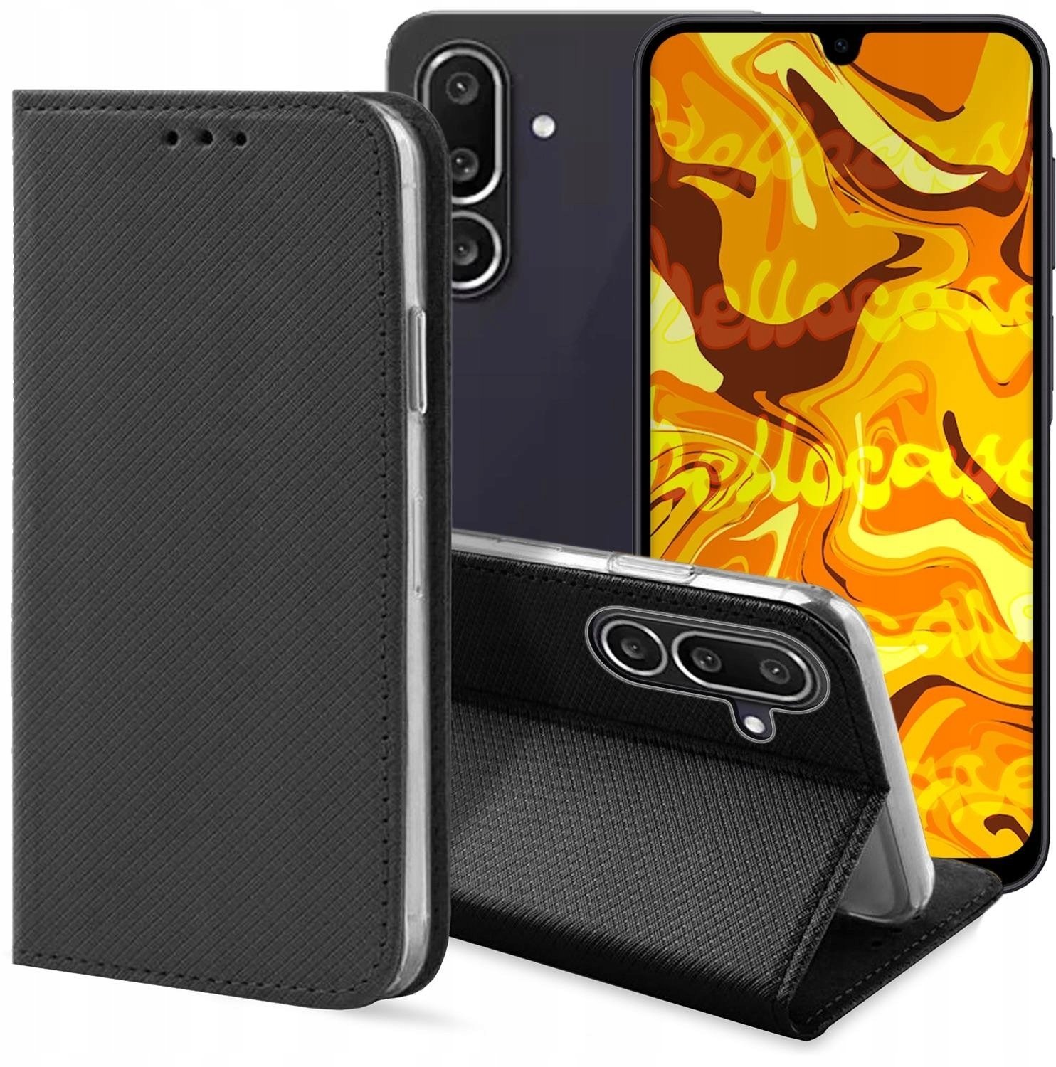 Hello Case Etui z Klapką Do Samsung Galaxy M56 5G Czarne, Zamykane, Magnetyczne