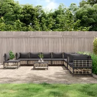Ławki ogrodowe - vidaXL 11-cz. zestaw wypoczynkowy do ogrodu, z poduszkami, antracytowy - miniaturka - grafika 1