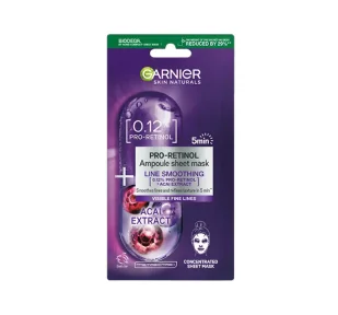 Garnier - SKIN NATURALS - Pro Retinol Ampoule Sheet Mask - Ampułka wygładzająca w masce na tkaninie z pro retinolem - 15 g - Maseczki do twarzy - miniaturka - grafika 1