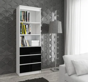 REGAŁ BIUROWY R 60 cm CLP 3 SZUFLADY 2 PÓŁKI BIAŁY / CZARNY POŁYSK - Regały biurowe - miniaturka - grafika 6
