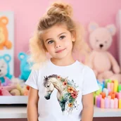 Koszulki dla dziewczynek - koszulka z KONIEM KON20 - miniaturka - grafika 1