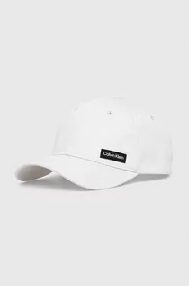 Czapki męskie - Calvin Klein czapka z daszkiem bawełniana kolor biały z aplikacją - grafika 1