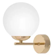 Lampy ścienne - Złoto-biały kinkiet z okrągłym szklanym kloszem - A676-Didaro - miniaturka - grafika 1