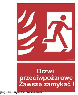 SIGNPROJECT BC054 - Drzwi przeciwpożarowe. Zawsze zamykać! prawostronne 350x518 - Tablice BHP - miniaturka - grafika 1