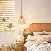 Lampy sufitowe - Żyrandol Ayesgarth z kloszem z rattanu - miniaturka - grafika 1