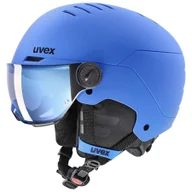 Kaski narciarskie - Uvex Rocket JR Visor, kask narciarski z wizjerem, juniorski, niebieski - miniaturka - grafika 1