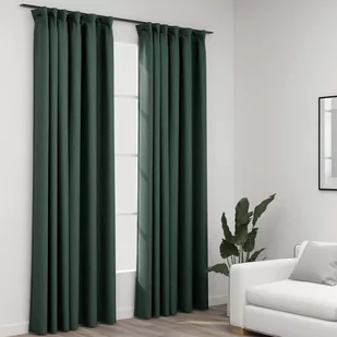 vidaXL Zasłony stylizowane na lniane, 2 szt., zielone, 140x245 cm - Zasłony - miniaturka - grafika 1