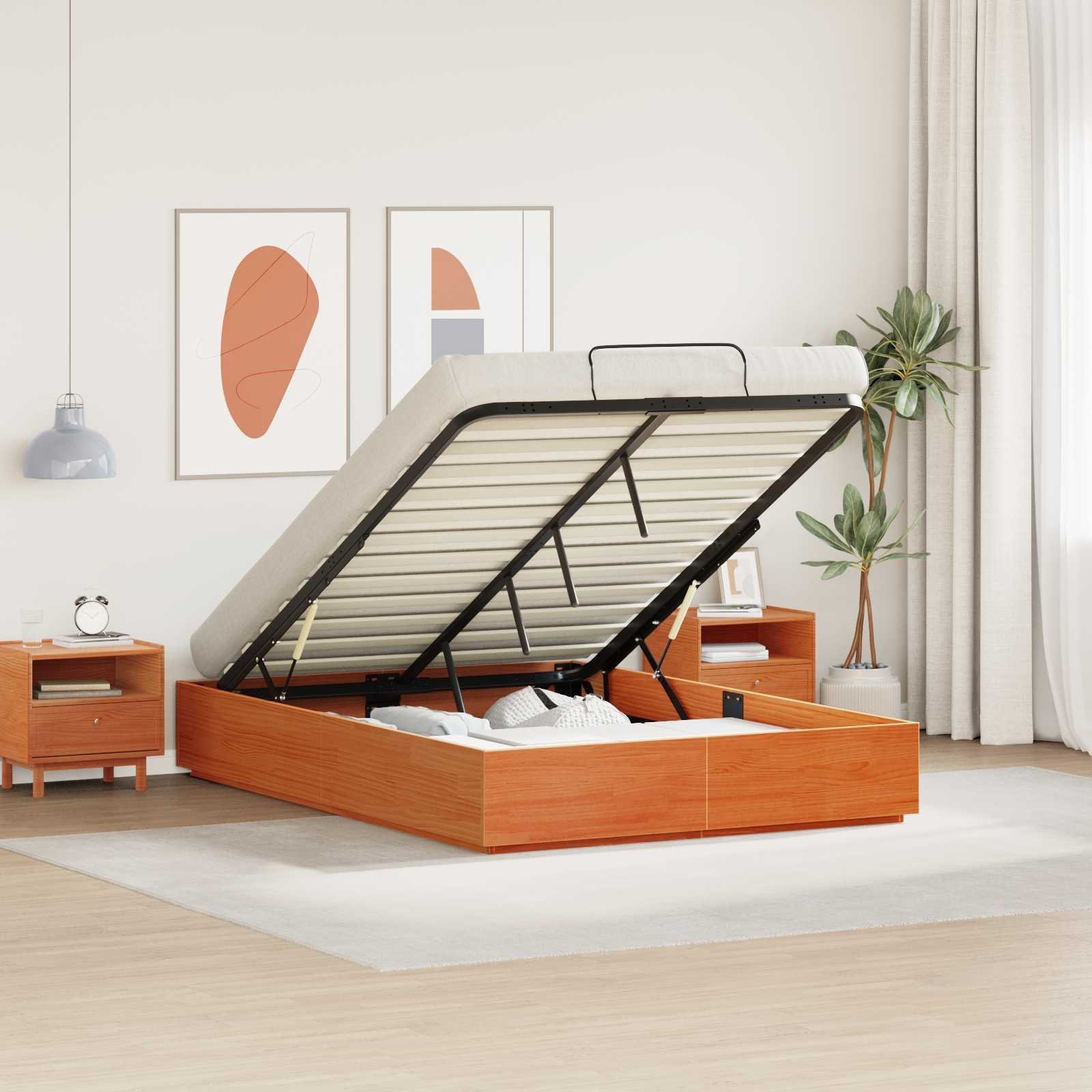 vidaXL vidaXL Łóżko otomanowe Woskowy Brąz 120 x 190 cm Lite drewno sosnowe