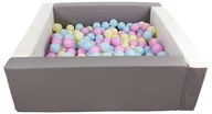 Suche baseny - Kwadratowy suchy basen z ekoskóry z 200 piłeczkami (biały, szary/różowy, niebieski, żółty (pastel)) - miniaturka - grafika 1