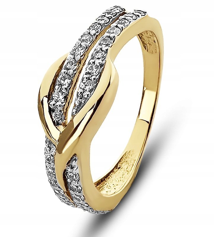 BOGATY ZŁOTY PIERŚCIONEK Z BIAŁYMI CYRKONIAMI 333