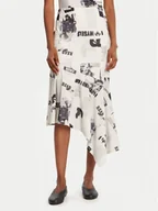Spódnice - Desigual Spódnica midi Breaking News 25WWFK07 Biały Regular Fit - miniaturka - grafika 1