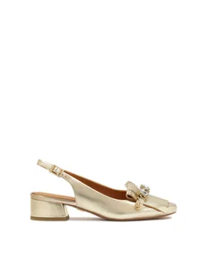 Złote czółenka z odkrytymi piętami - 37 - Czółenka - miniaturka - grafika 1