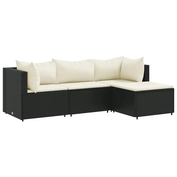 Zestaw wypoczynkowy rattan PE czarny 63x63x57,5 cm - Kremowa