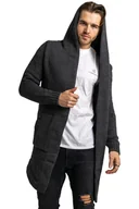 Swetry męskie - Kardigan asymetryczny UNDERWORLD z kapturem grafitowy - miniaturka - grafika 1