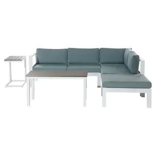 Beliani Meble ogrodowe białe - tarasowe - stół + sofa + podnóżek - MESSINA biały - Meble ogrodowe - miniaturka - grafika 1