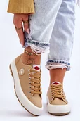 Trampki damskie - Niskie Damskie Trampki Na Platformie Lee Cooper LCW-23-44-1655L Beżowe-39 - miniaturka - grafika 1