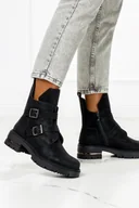 Botki damskie - Botki Sergio Leone workery z klamrami czarne TR737 - miniaturka - grafika 1